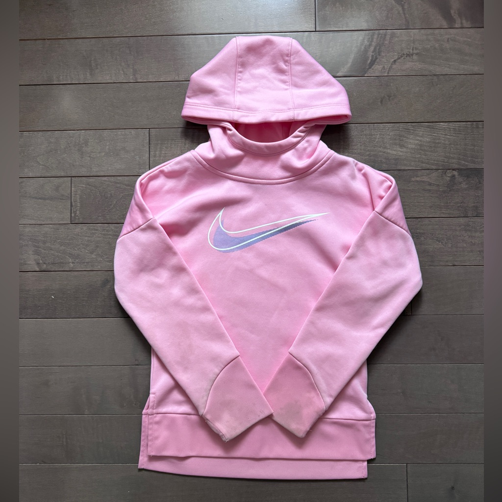 Nike Pink Hooded Pullover With Silver Swoosh